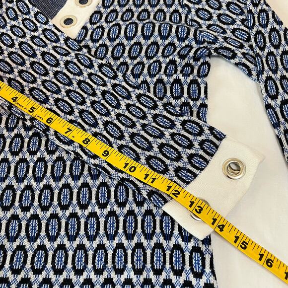Fontana Geometric Sweater Dress Tunic Silver Eyelet Ring Fitted Size L Office - Picture 7 of 9